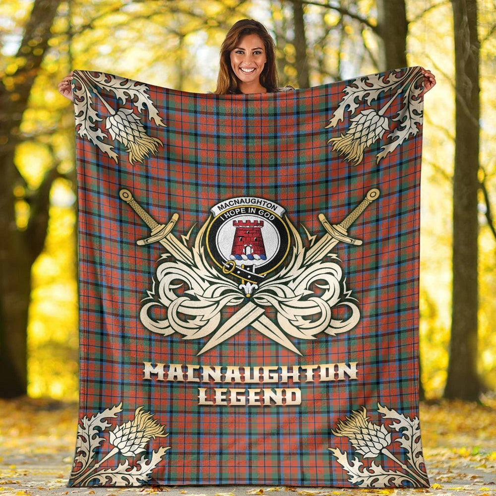 Clan MacNaughton Ancient Tartan Gold Courage Symbol Blanket IM83 Clan MacNaughton Tartan Today