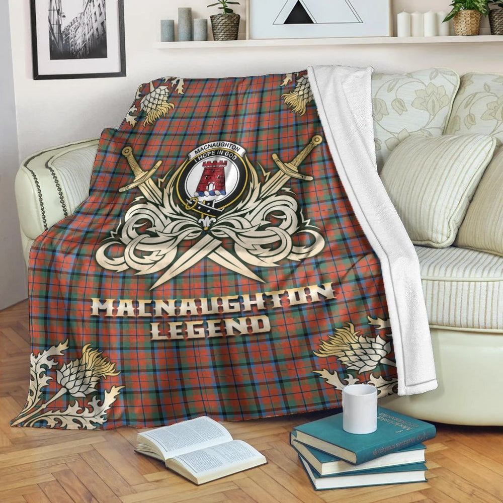 Clan MacNaughton Ancient Tartan Gold Courage Symbol Blanket IM83 Clan MacNaughton Tartan Today