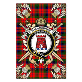 Clan Clan MacNaughton Modern Tartan Crest Black Garden Flag - Gold Thistle PQ59 Clan MacNaughton Tartan Today