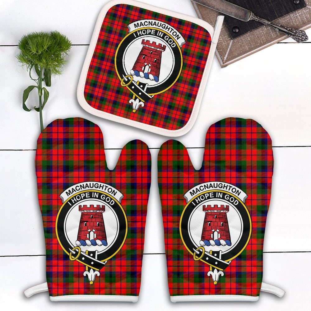 Clan MacNaughton Modern Tartan Crest Oven Mitt And Pot Holder (2 Oven Mitts + 1 Pot Holder) IO48 Clan MacNaughton Tartan Today