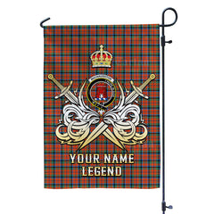 Custom Name Clan MacNaughton Ancient Tartan Garden Flag with Clan Crest and the Golden Sword of Courageous Legacy CZ25