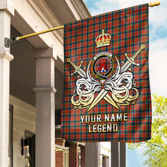 Custom Name Clan MacNaughton Ancient Tartan Garden Flag with Clan Crest and the Golden Sword of Courageous Legacy CZ25
