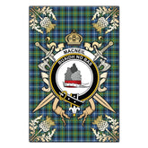 Clan MacNeil of Barra Ancient Tartan Crest Black Garden Flag - Gold Thistle PN45 Clan MacNeil / MacNeill Tartan Today