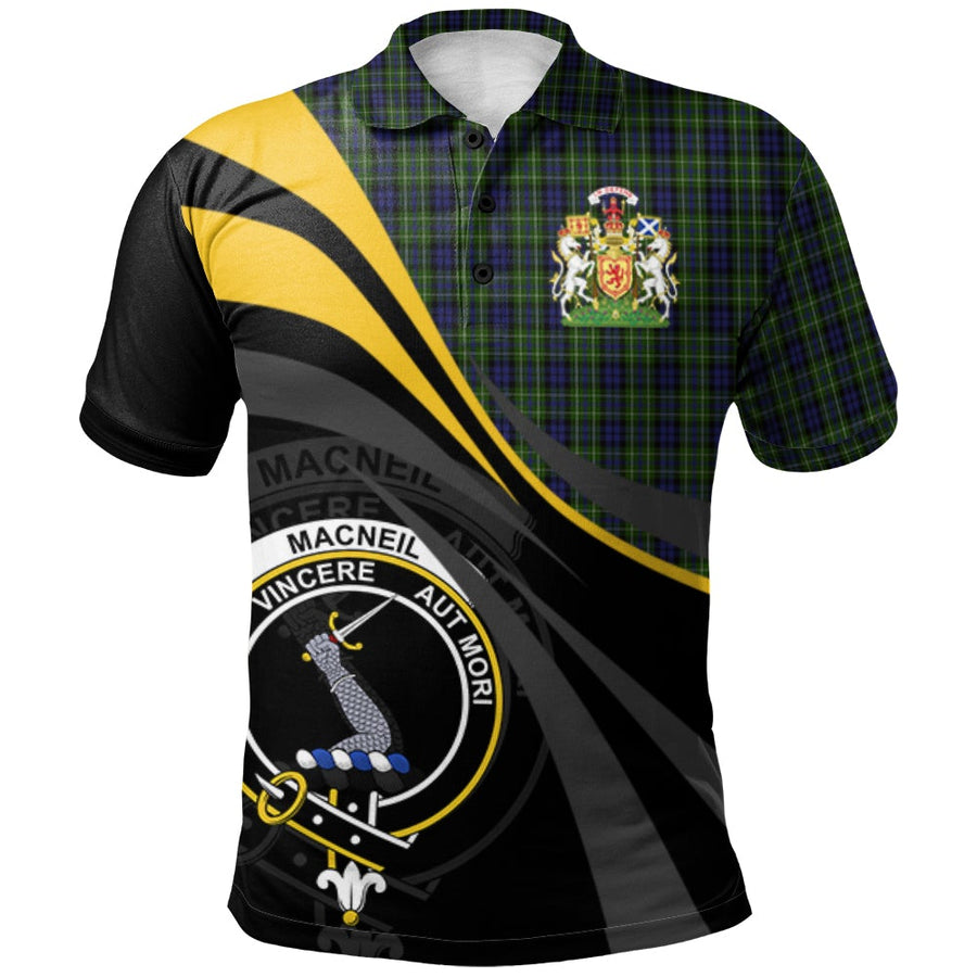 Clan MacNeil of Colonsay Tartan Polo Shirt - Royal Coat Of Arms Style UW81 MacNeil of Colonsay Tartan Tartan Polo