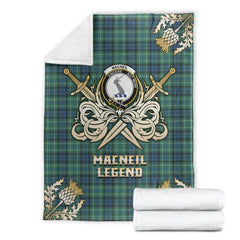 Clan MacNeil of Colonsay Ancient Tartan Gold Courage Symbol Blanket EI20 Clan MacNeil / MacNeill Tartan Today