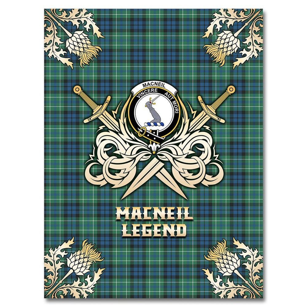 Clan MacNeil of Colonsay Ancient Tartan Gold Courage Symbol Blanket EI20 Clan MacNeil / MacNeill Tartan Today