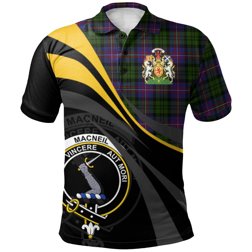 Clan MacNeil of Colonsay Highland Tartan Polo Shirt - Royal Coat Of Arms Style QG69 MacNeil of Colonsay Highland Tartan Tartan Polo