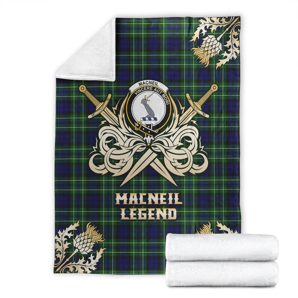 Clan MacNeil of Colonsay Modern Tartan Gold Courage Symbol Blanket VD76 Clan MacNeil / MacNeill Tartan Today