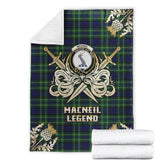 Clan MacNeil of Colonsay Modern Tartan Gold Courage Symbol Blanket VD76 Clan MacNeil / MacNeill Tartan Today