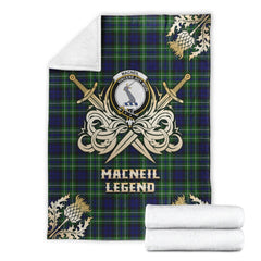 Clan MacNeil of Colonsay Modern Tartan Gold Courage Symbol Blanket VD76 Clan MacNeil / MacNeill Tartan Today