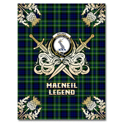 Clan MacNeil of Colonsay Modern Tartan Gold Courage Symbol Blanket VD76 Clan MacNeil / MacNeill Tartan Today