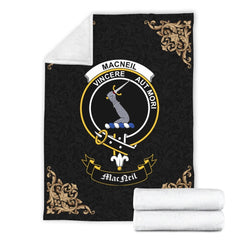 Clan MacNeil (of Colonsay) Crest Tartan Premium Blanket Black DO53 Clan MacNeil / MacNeill Tartan Today