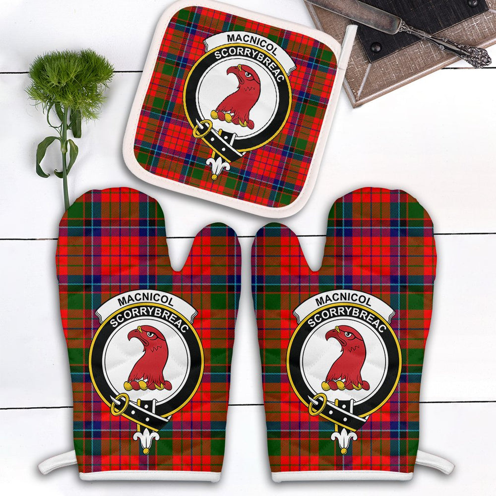 Clan MacNicol Of Scorrybreac Tartan Crest Oven Mitt And Pot Holder (2 Oven Mitts + 1 Pot Holder) EB88 Clan MacNicol Tartan Today