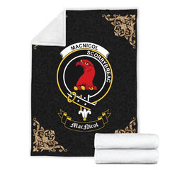 Clan MacNicol (of Scorrybreac) Crest Tartan Premium Blanket Black FL16 Clan MacNicol Tartan Today