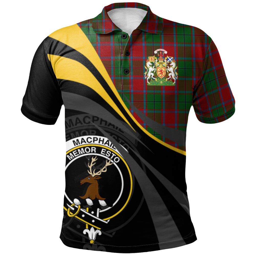 Clan MacPhail Blue Bands Tartan Polo Shirt - Royal Coat Of Arms Style PC56 MacPhail Blue Bands Tartan Tartan Polo