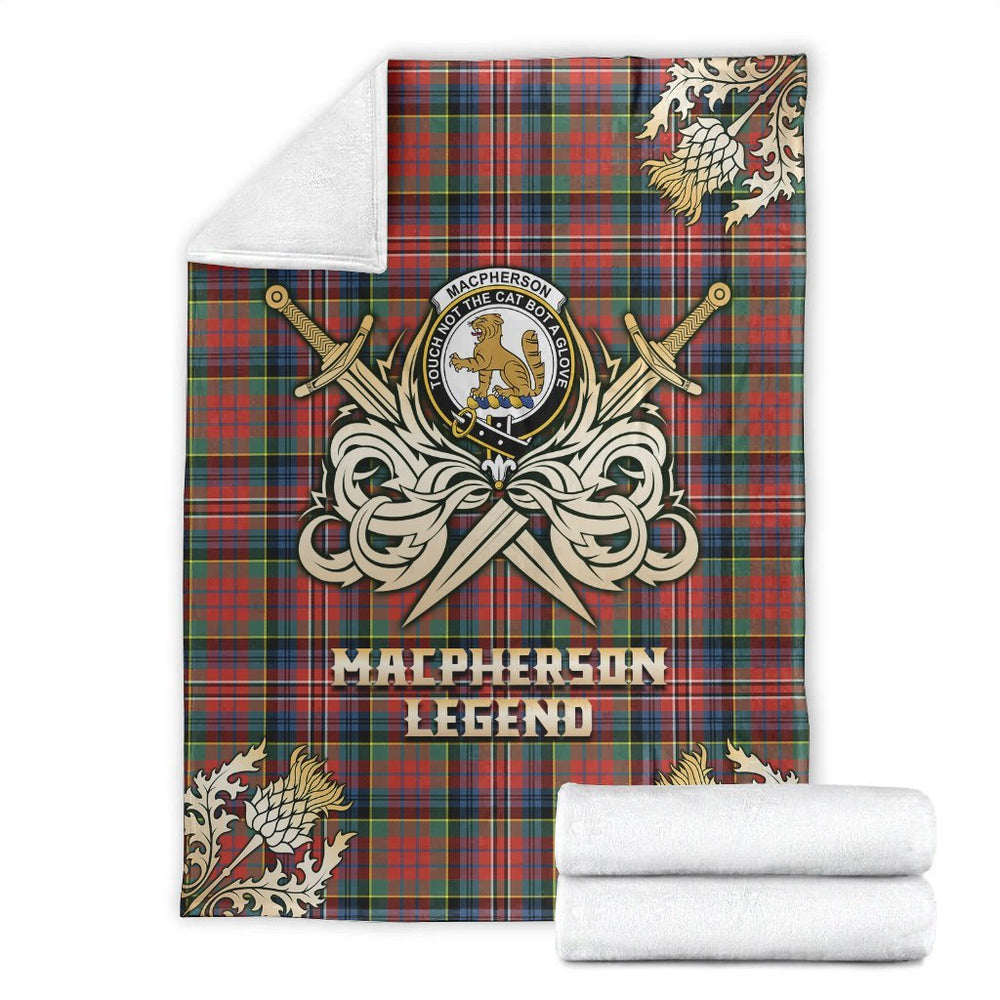 Clan MacPherson Ancient Tartan Gold Courage Symbol Blanket HG86 Clan MacPherson Tartan Today