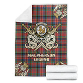 Clan MacPherson Ancient Tartan Gold Courage Symbol Blanket HG86 Clan MacPherson Tartan Today