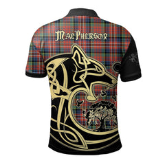 Clan MacPherson Ancient Tartan Polo Shirt Viking Wolf HB61 MacPherson Ancient Tartan Tartan Polo