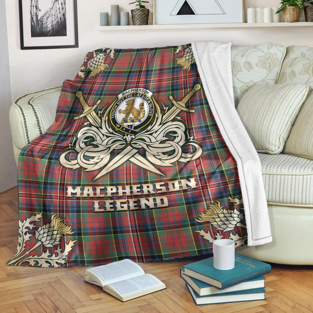 Clan MacPherson Ancient Tartan Gold Courage Symbol Blanket HG86 Clan MacPherson Tartan Today