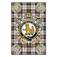 Clan MacPherson Dress Ancient Tartan Crest Black Garden Flag - Gold Thistle JY80 Clan MacPherson Tartan Today
