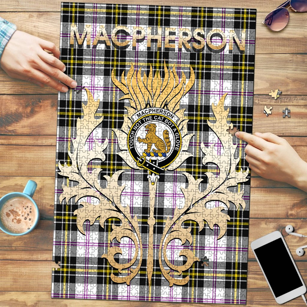 Clan MacPherson Dress Modern Tartan Crest Thistle Jigsaw Puzzles Gift For Family RY96 Clan MacPherson Tartan Today