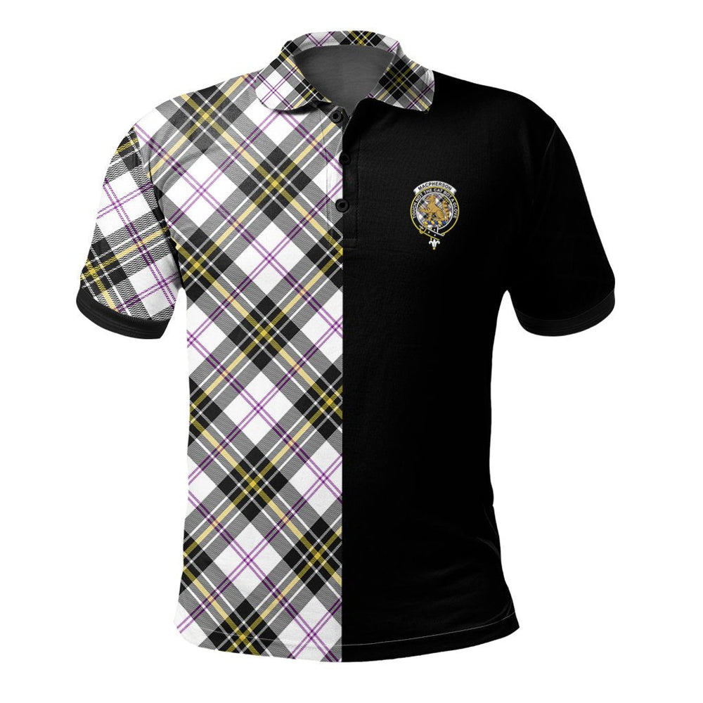 Clan MacPherson Dress Modern Tartan Polo Shirt Half of Me - Cross Style IH34 MacPherson Dress Modern Tartan Tartan Polo