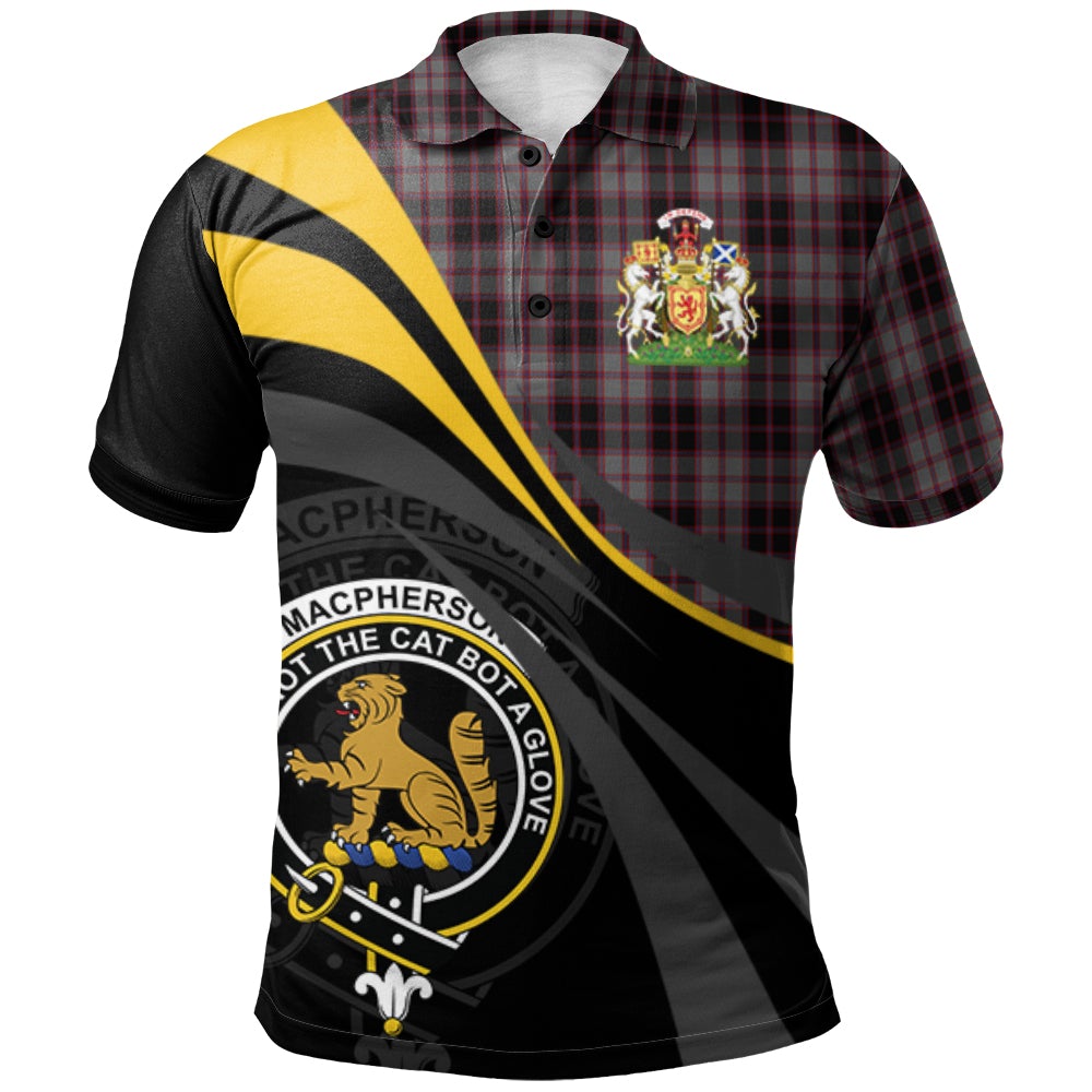 Clan MacPherson Hunting Tartan Polo Shirt - Royal Coat Of Arms Style WI34 MacPherson Hunting Tartan Tartan Polo