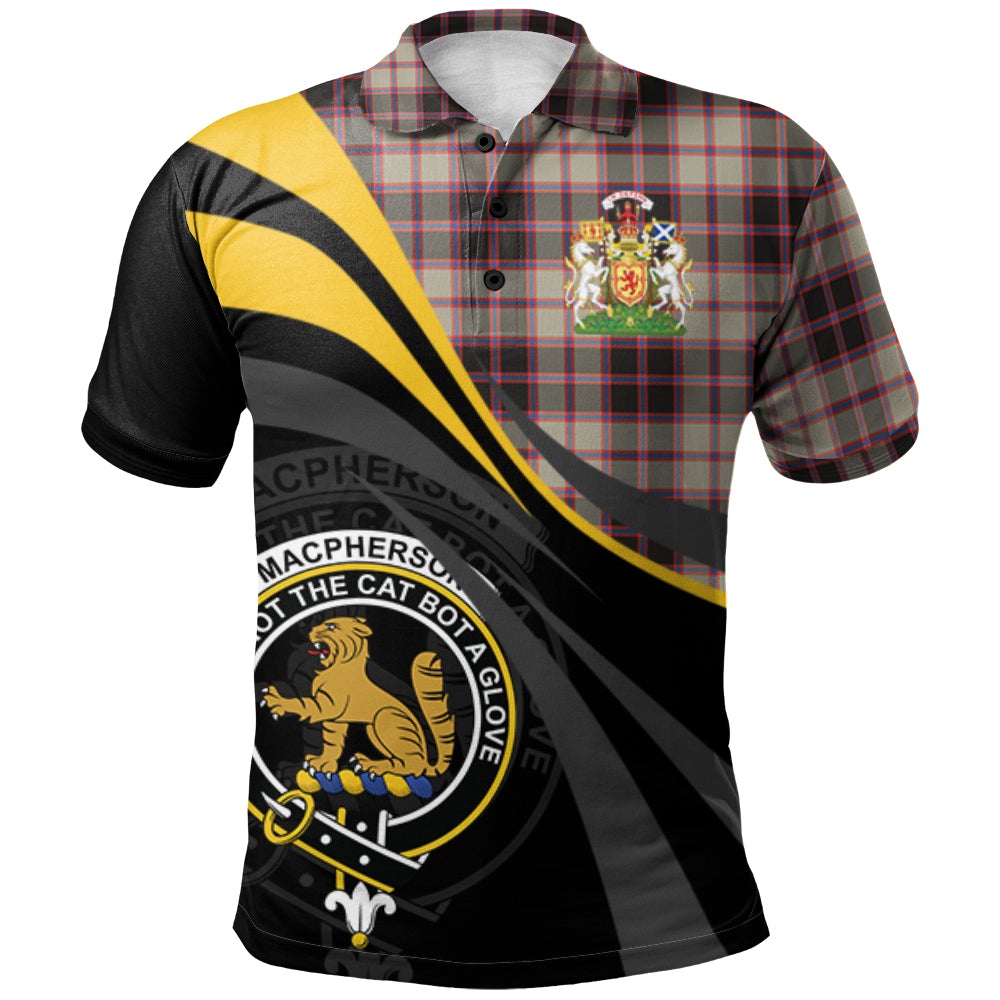 Clan MacPherson Hunting Ancient Tartan Polo Shirt - Royal Coat Of Arms Style JE66 MacPherson Hunting Ancient Tartan Tartan Polo