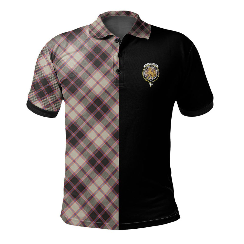 Clan MacPherson Hunting Ancient Tartan Polo Shirt Half of Me - Cross Style HO38 MacPherson Hunting Ancient Tartan Tartan Polo