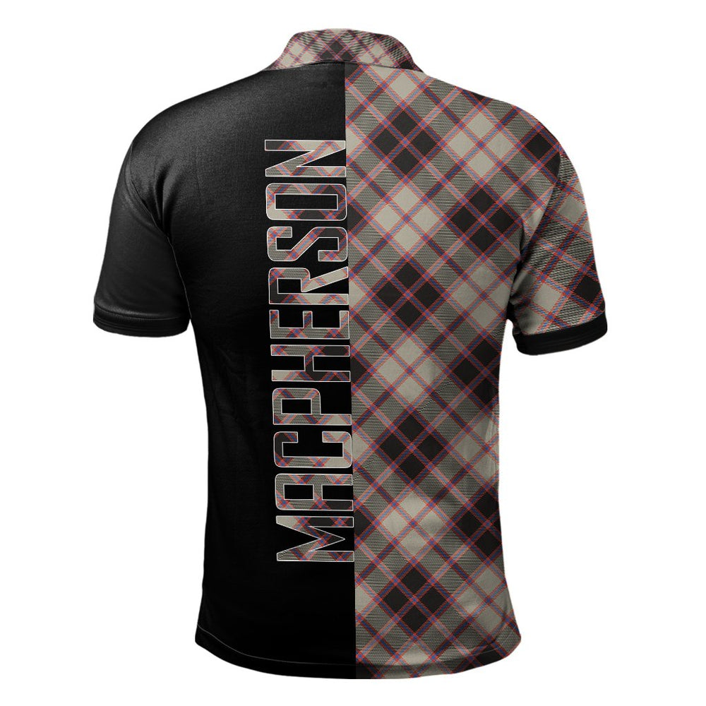 Clan MacPherson Hunting Ancient Tartan Polo Shirt Half of Me - Cross Style HO38 MacPherson Hunting Ancient Tartan Tartan Polo