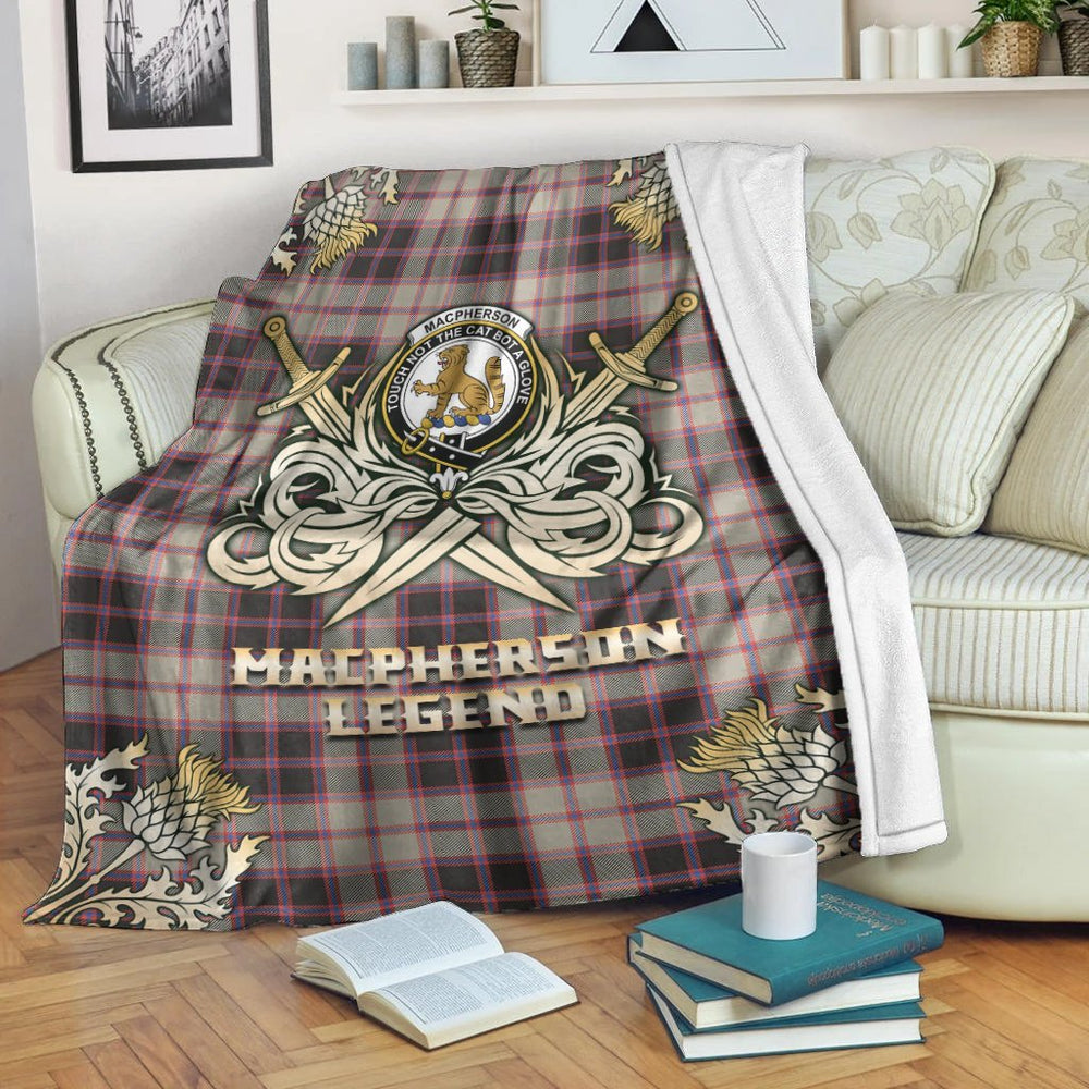Clan MacPherson Hunting Ancient Tartan Gold Courage Symbol Blanket BP17 Clan MacPherson Tartan Today