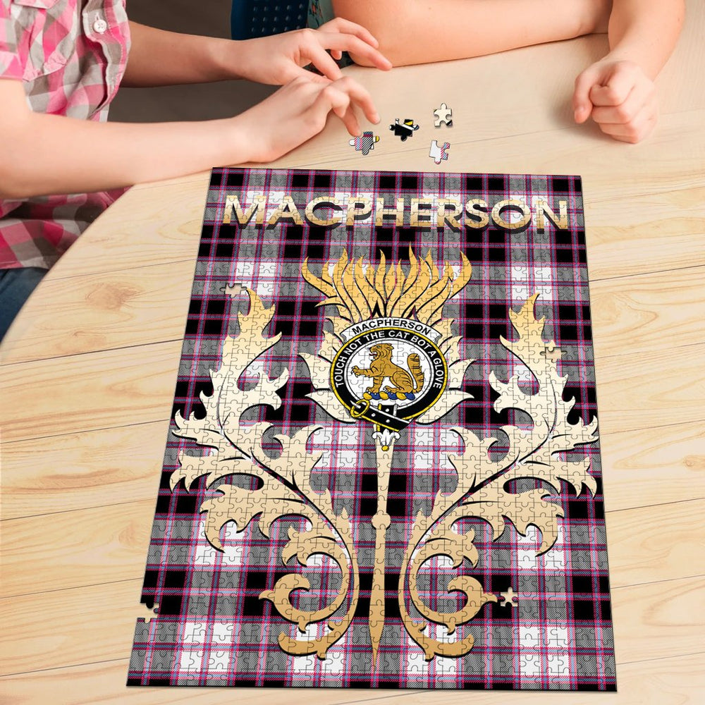 Clan MacPherson Hunting Modern Tartan Crest Thistle Jigsaw Puzzles Gift For Family JX30 Clan MacPherson Tartan Today