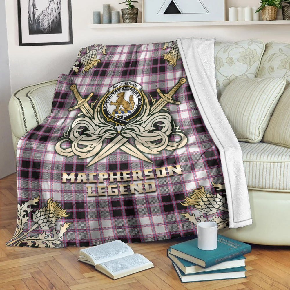 Clan MacPherson Hunting Modern Tartan Gold Courage Symbol Blanket FY80 Clan MacPherson Tartan Today