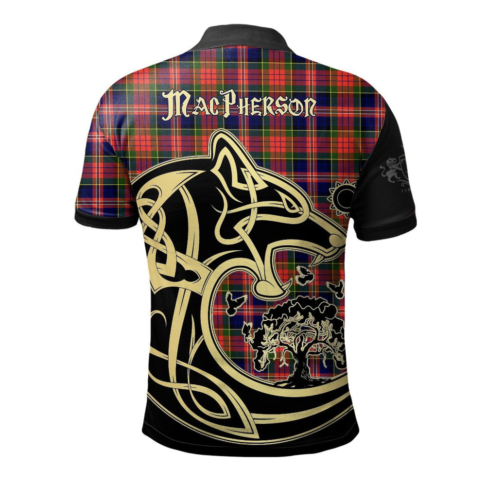 Clan MacPherson Modern Tartan Polo Shirt Viking Wolf RV68 MacPherson Modern Tartan Tartan Polo