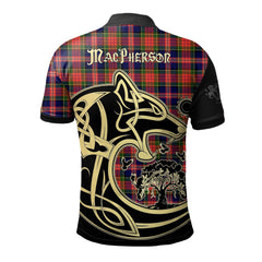 Clan MacPherson Modern Tartan Polo Shirt Viking Wolf RV68 MacPherson Modern Tartan Tartan Polo