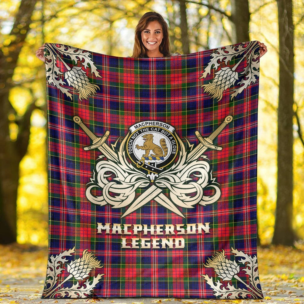 Clan MacPherson Modern Tartan Gold Courage Symbol Blanket UQ85 Clan MacPherson Tartan Today