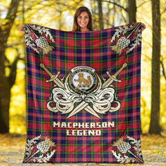 Clan MacPherson Modern Tartan Gold Courage Symbol Blanket UQ85 Clan MacPherson Tartan Today