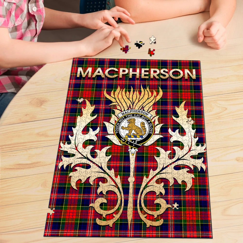 Clan MacPherson Modern Tartan Crest Thistle Jigsaw Puzzles Gift For Family YS65 Clan MacPherson Tartan Today