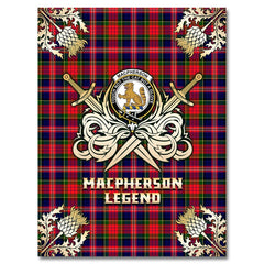 Clan MacPherson Modern Tartan Gold Courage Symbol Blanket UQ85 Clan MacPherson Tartan Today