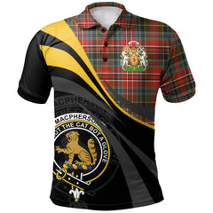 Clan MacPherson Weathered Tartan Polo Shirt - Royal Coat Of Arms Style NG14 MacPherson Weathered Tartan Tartan Polo