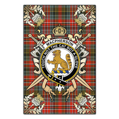 Clan MacPherson Weathered Tartan Crest Black Garden Flag - Gold Thistle NS95 Clan MacPherson Tartan Today