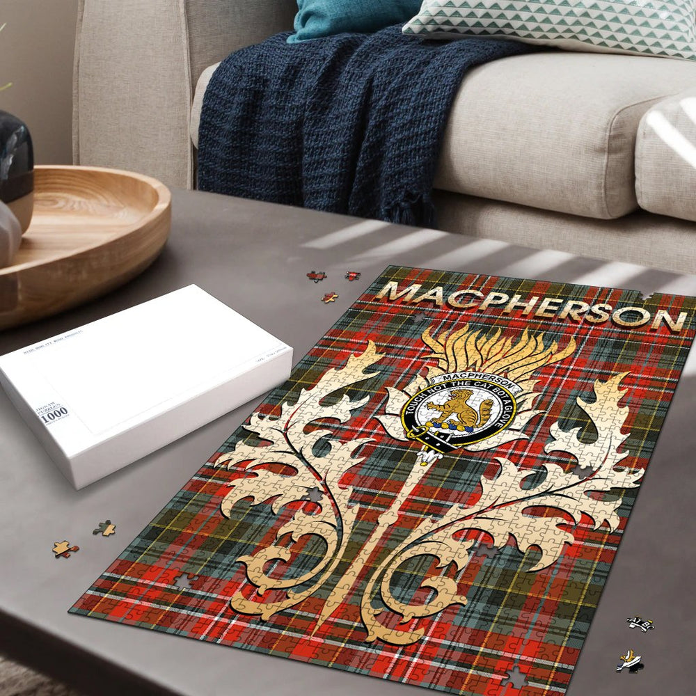 Clan MacPherson Weathered Tartan Crest Thistle Jigsaw Puzzles Gift For Family TK45 Clan MacPherson Tartan Today