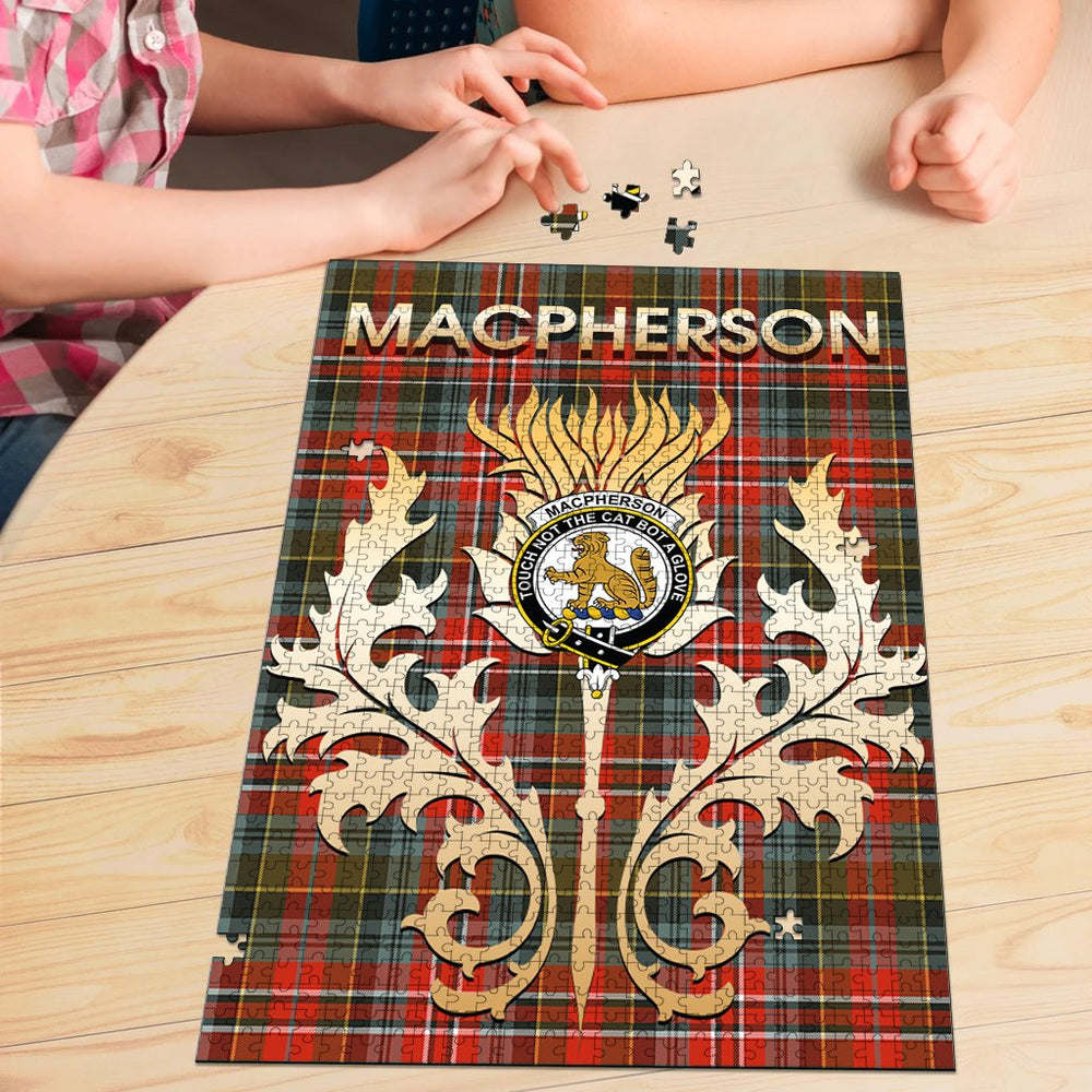 Clan MacPherson Weathered Tartan Crest Thistle Jigsaw Puzzles Gift For Family TK45 Clan MacPherson Tartan Today
