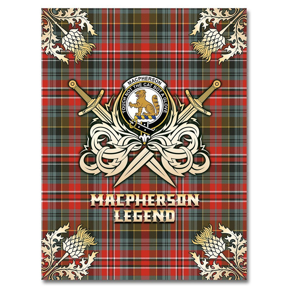 Clan MacPherson Weathered Tartan Gold Courage Symbol Blanket RL50 Clan MacPherson Tartan Today