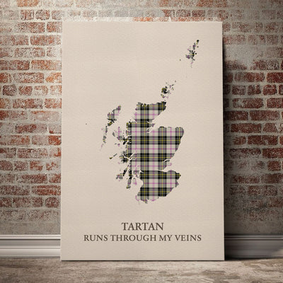 Clan MacPherson Dress Ancient Tartan Scotland Map Canvas “Tartan Runs Through My Veins” Wall Art LD88