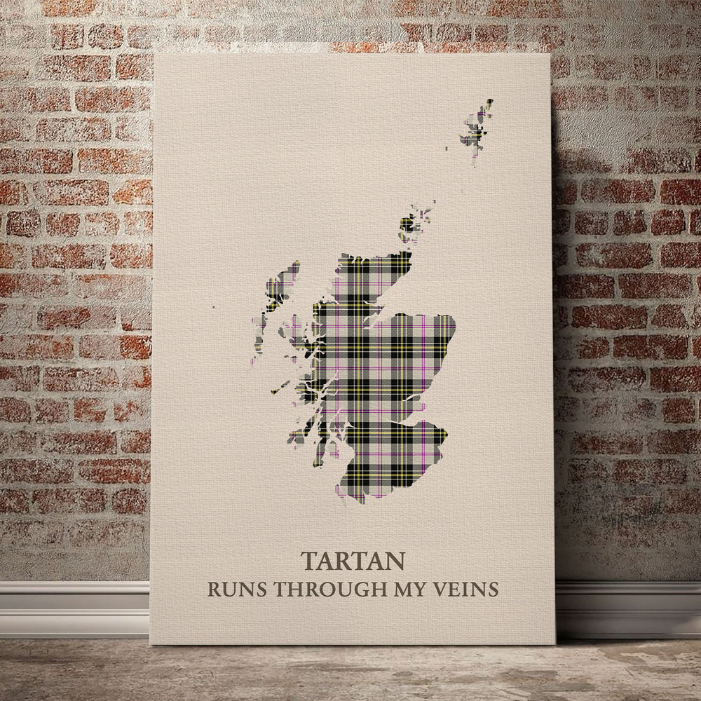 MacPherson Dress Ancient Tartan Scotland Map Canvas – “Tartan Runs Through My Veins” Wall Art