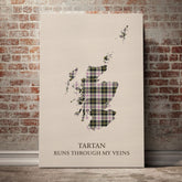 MacPherson Dress Ancient Tartan Scotland Map Canvas – “Tartan Runs Through My Veins” Wall Art