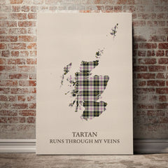 MacPherson Dress Ancient Tartan Scotland Map Canvas – “Tartan Runs Through My Veins” Wall Art