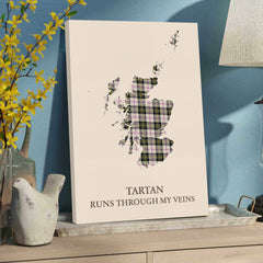 Clan MacPherson Dress Ancient Tartan Scotland Map Canvas “Tartan Runs Through My Veins” Wall Art LD88