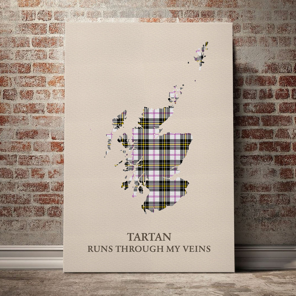 MacPherson Dress Modern Tartan Scotland Map Canvas – “Tartan Runs Through My Veins” Wall Art